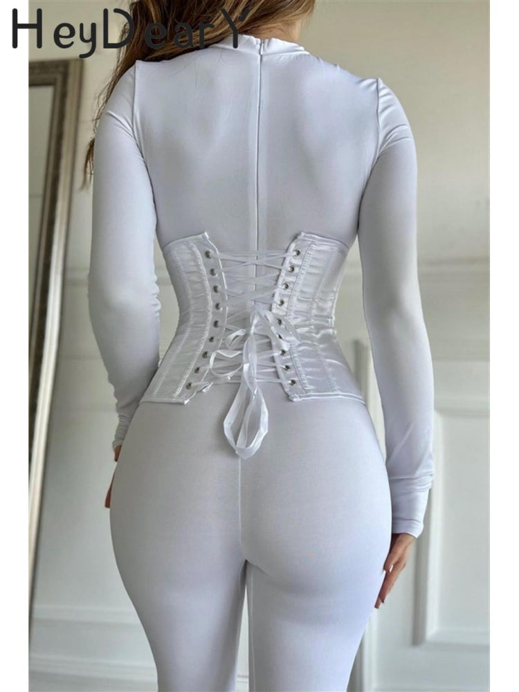 Botanical Jacquard Corset | Bow Straps & Adjustable Lace-Up