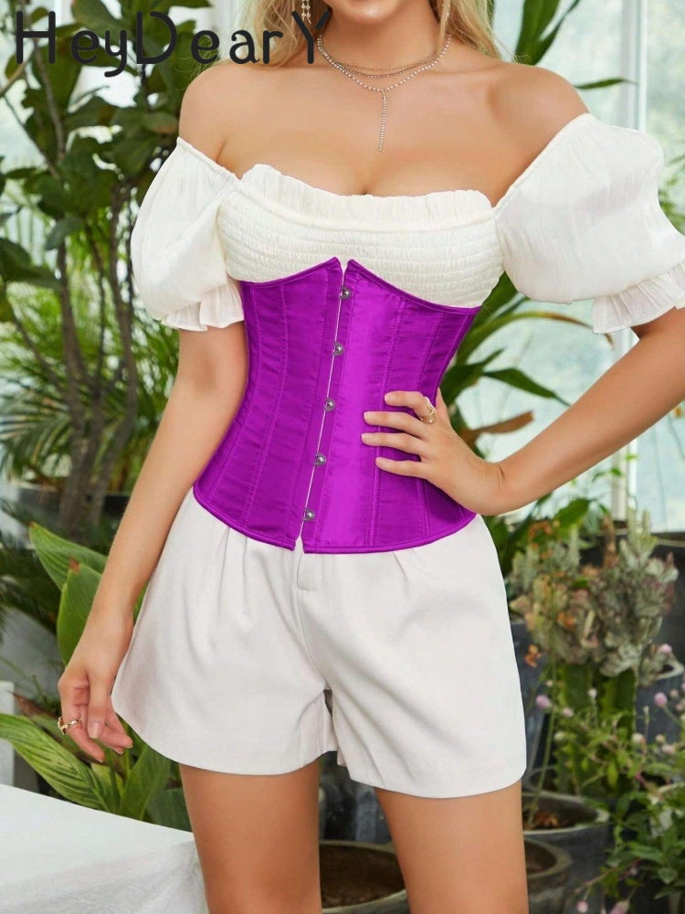 Botanical Jacquard Corset | Bow Straps & Adjustable Lace-Up