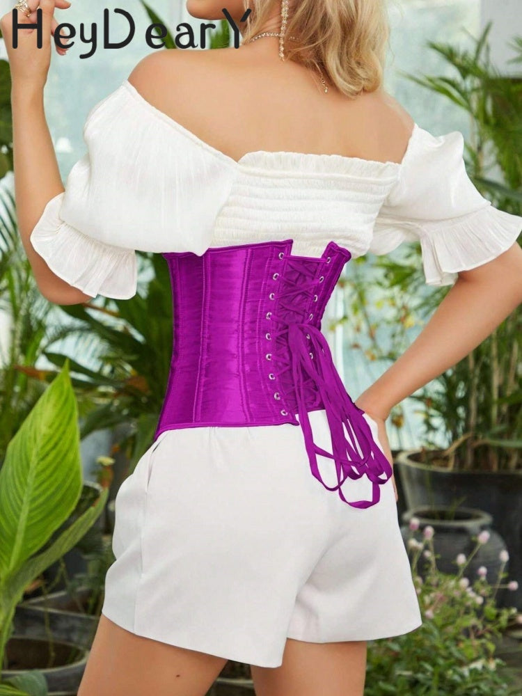 Botanical Jacquard Corset | Bow Straps & Adjustable Lace-Up