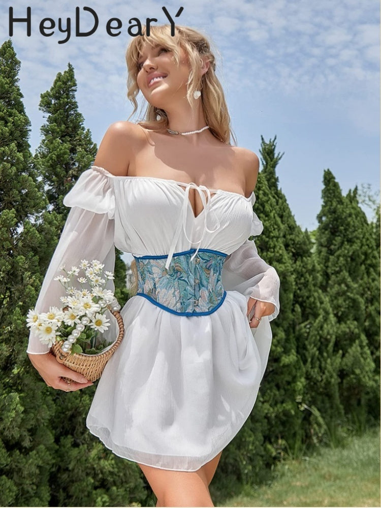 Boho Floral Brocade Corset Belt | Adjustable Waist Cincher