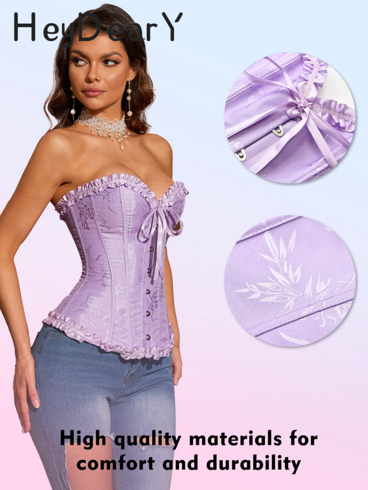 Ruffled Strapless Corset Top | Bow & Lace-Up Detailing