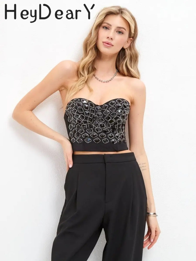 Sparkly Rhinestone Corset Top | Convertible Strapless/Sling Design