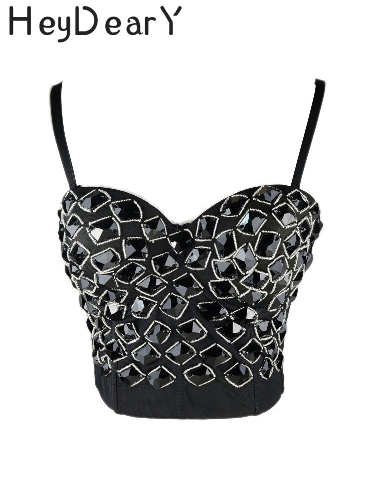 Sparkly Rhinestone Corset Top | Convertible Strapless/Sling Design