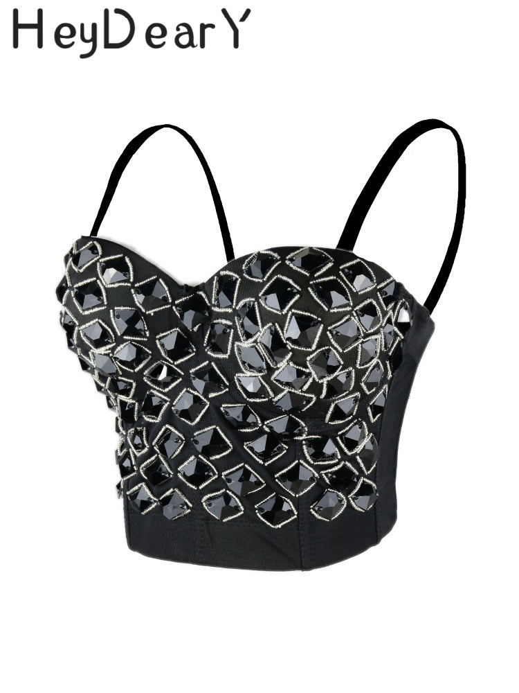 Sparkly Rhinestone Corset Top | Convertible Strapless/Sling Design