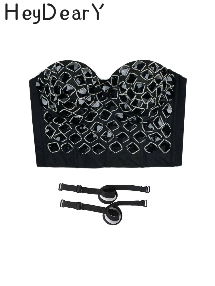 Sparkly Rhinestone Corset Top | Convertible Strapless/Sling Design