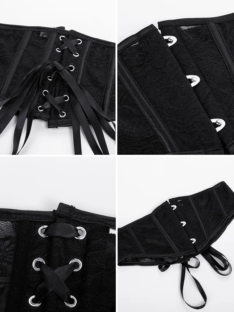 Lace-Embroidered White Corset Belt: Adjustable Waist Sculptor for Timeless Elegance