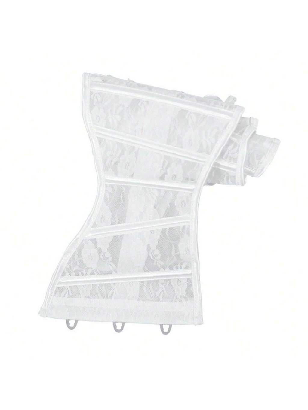 Lace-Embroidered White Corset Belt: Adjustable Waist Sculptor for Timeless Elegance