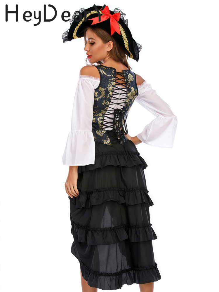 Steampunk Pirate Brocade Corset | Floral Embroidered Waist Cincher