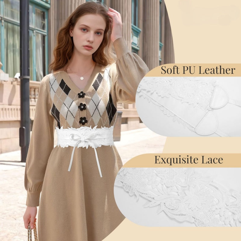 Vintage Floral Lace Bow Belt | Adjustable Waist Cincher