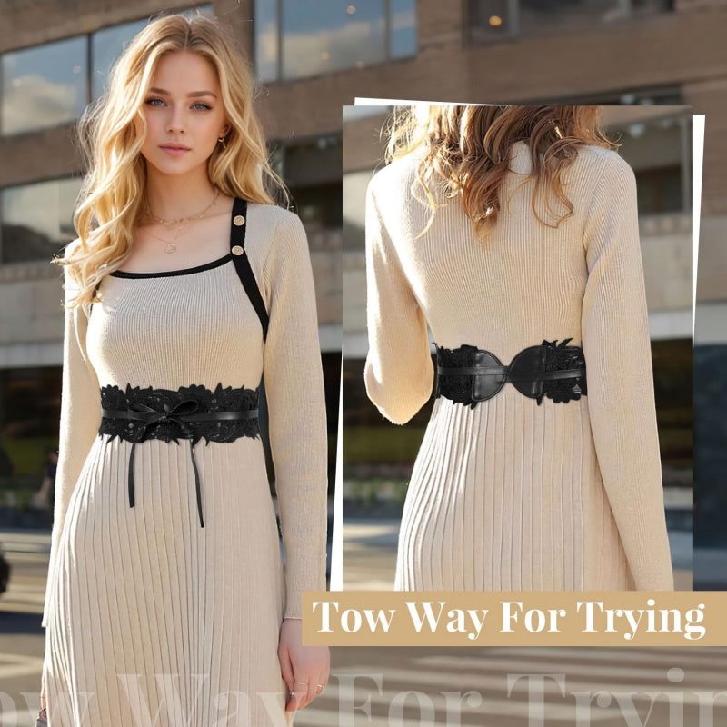 Vintage Floral Lace Bow Belt | Adjustable Waist Cincher