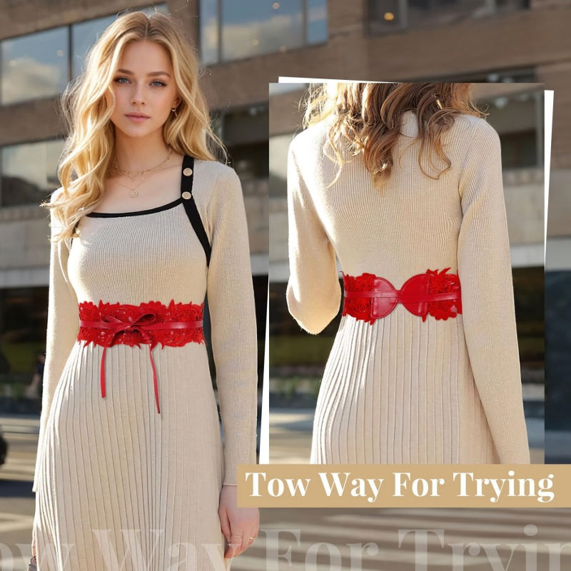 Vintage Floral Lace Bow Belt | Adjustable Waist Cincher
