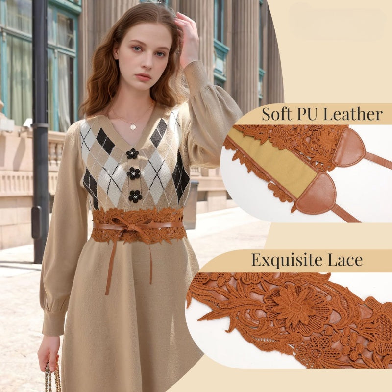 Vintage Floral Lace Bow Belt | Adjustable Waist Cincher