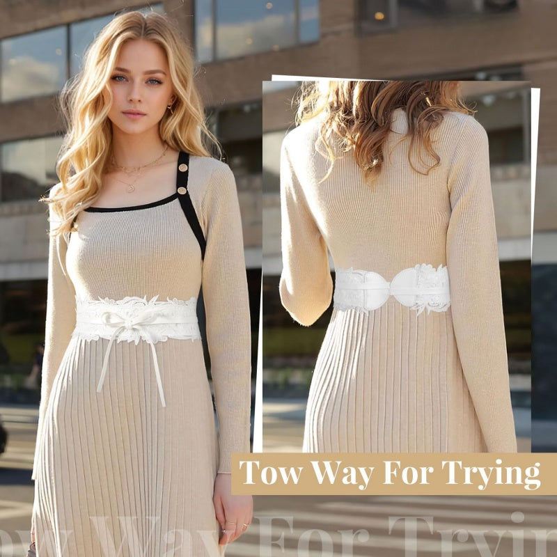 Vintage Floral Lace Bow Belt | Adjustable Waist Cincher