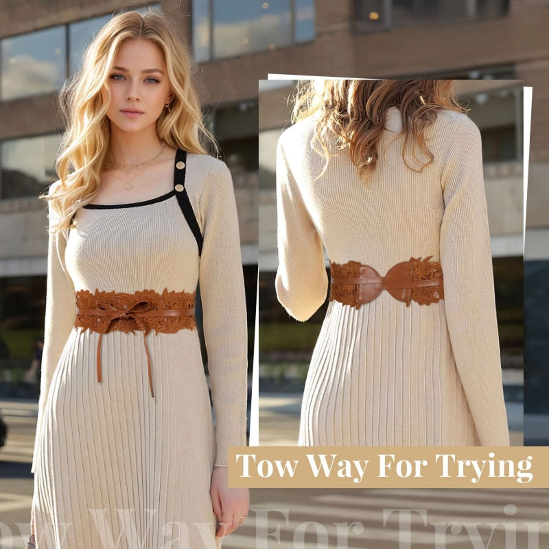 Vintage Floral Lace Bow Belt | Adjustable Waist Cincher