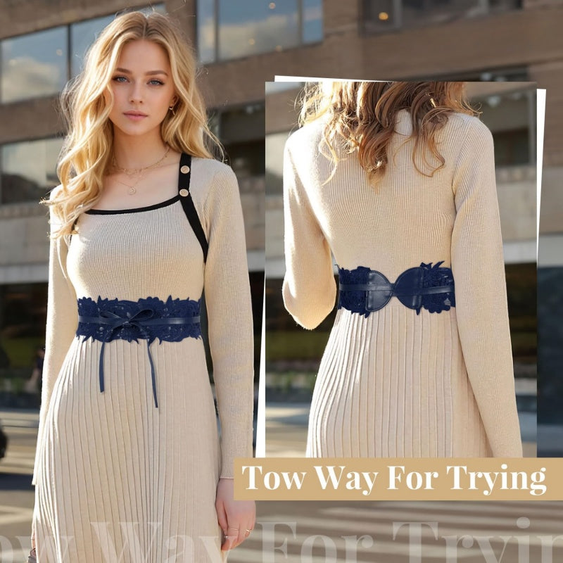 Vintage Floral Lace Bow Belt | Adjustable Waist Cincher